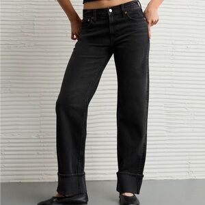 AE Stretch High-Waisted Stovepipe Black Jean